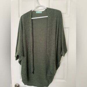 Olive Green Open Front Cardigan Sweater
